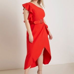 Eloquii Red One Shoulder Dress Size 14